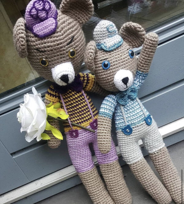 Amigurumi Teddy Beer Paars 50cm XL - Afbeelding 2