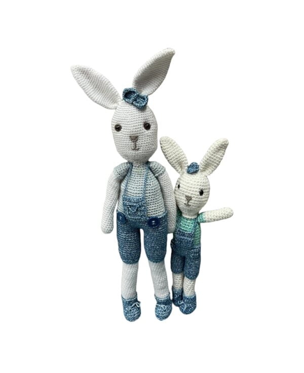 AMIGURUMI HANDGEHAAKTE Familie bunny blauw 2-delig
