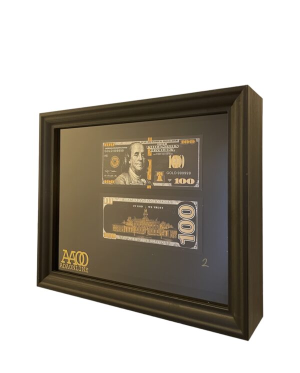 24K GOLDEN $100 gold/black MONEY FRAME