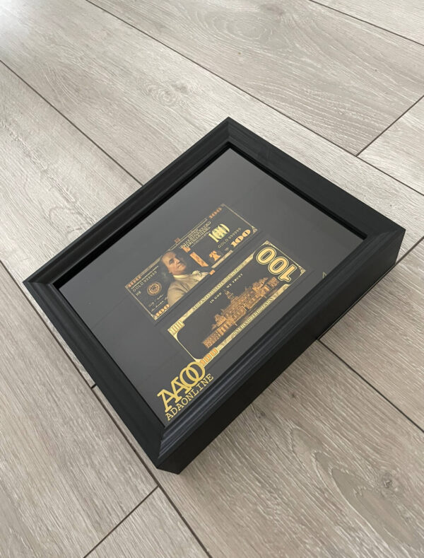 24K GOLDEN $100 gold/black MONEY FRAME - Afbeelding 2