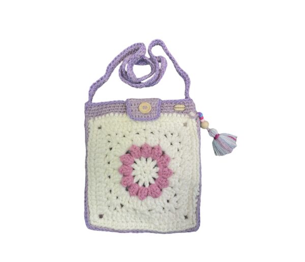 AMUGURUMI GEHAAKTE BLOEMENTAS WIT/ROZE 75X25CM