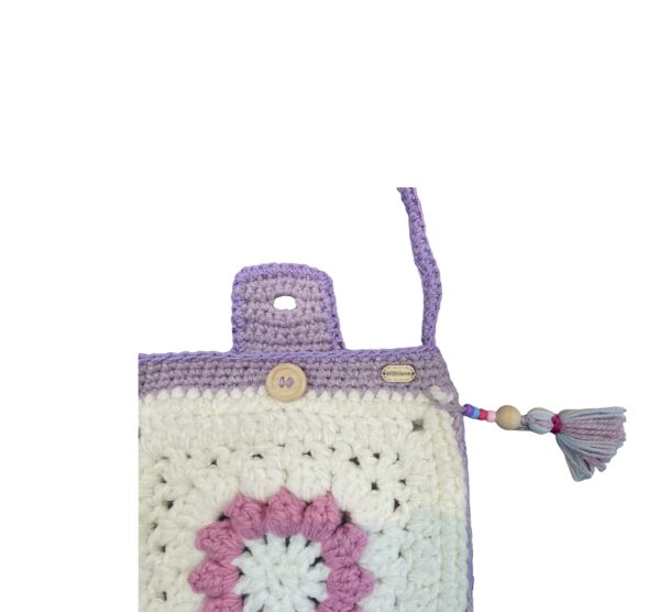 AMUGURUMI GEHAAKTE BLOEMENTAS WIT/ROZE 75X25CM - Afbeelding 2