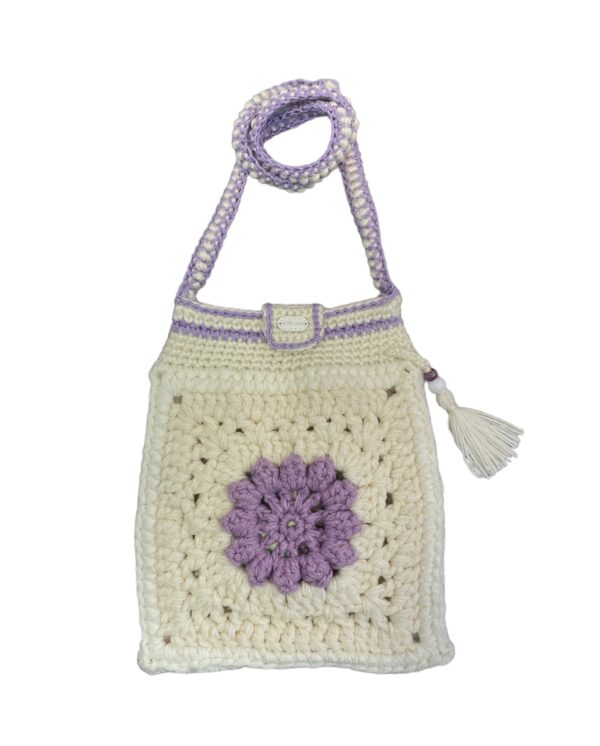 Amugurumi gehaakte bloementas Wit/Paars 70x25cm