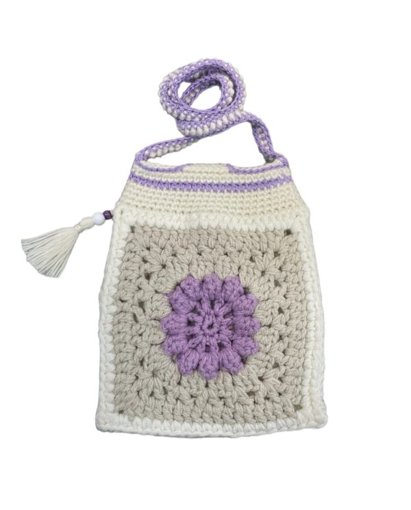 Amugurumi gehaakte bloementas Wit/Paars 70x25cm - Afbeelding 4