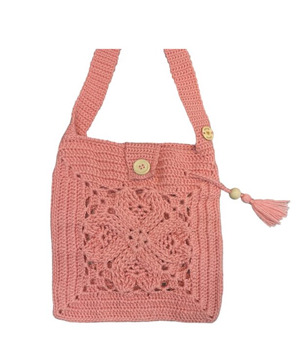 AMUGURUMI GEHAAKTE BLOEMENTAS Roze 70X25CM